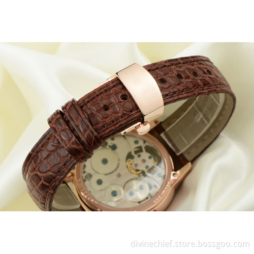 2016 New Style Customize High End Genuine Crocodile Leather Real Tourbillon Lady Watch